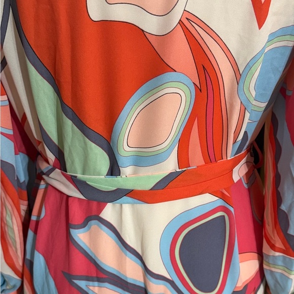 ALEXIS for Target Mixed Floral Long Sleeve Robe Dress S 70’s Tropical Party Trip - Picture 12 of 14